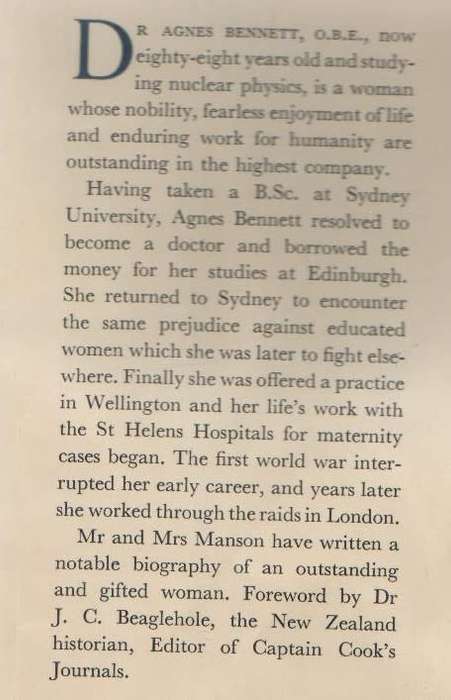 DOCTOR AGNES BENNETT - CECIL & CELIA MANSON (1960)