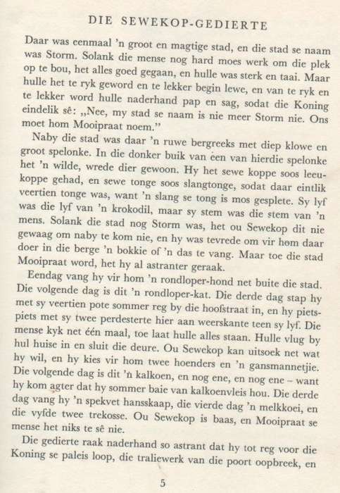 DIE GEKROONDE SLANG EN ANDER AFRIKAANSE SPROKIES - PIETER W GROBBELAAR (1 STE UITG 1970)