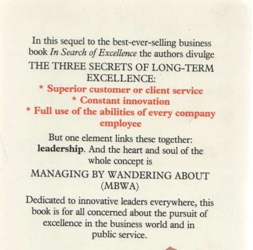 A PASSION FOR EXCELLENCE, THE LEADERSIP DIFFERENCE - TOM PETERS (1988)
