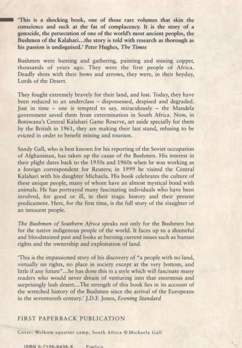 THE BUSHMEN OF SOUTHERN AFRICA, SLAUGHTER OF THE INNOCENT - SANDY GALL (2002)