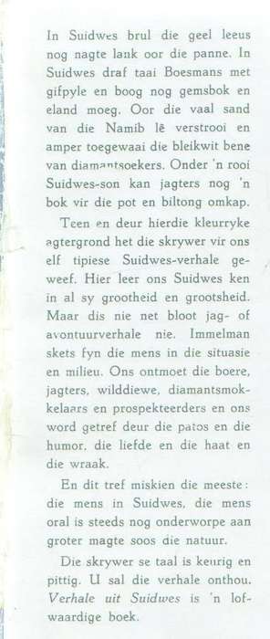 VERHALE UIT SUIDWES - DOC IMMELMAN (OUD)