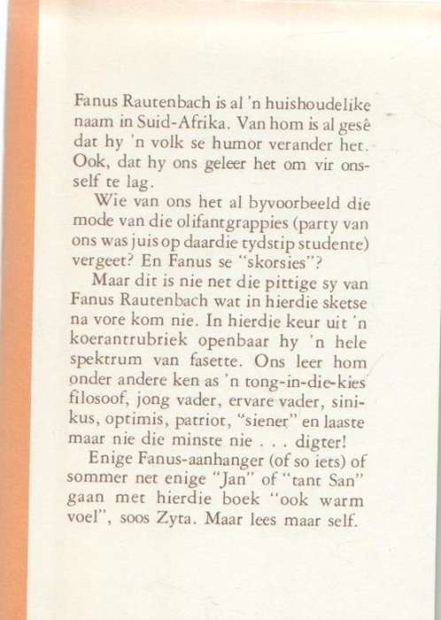 FANUS OF SO IETS -  FANUS RAUTENBACH (1 STE UITGAWE 1982)