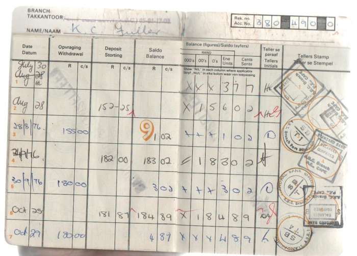 TWO BANKING SAVINGS ACCOUNT BOOKS, NBS AND STANDARD BANK (1974 - 1976)
