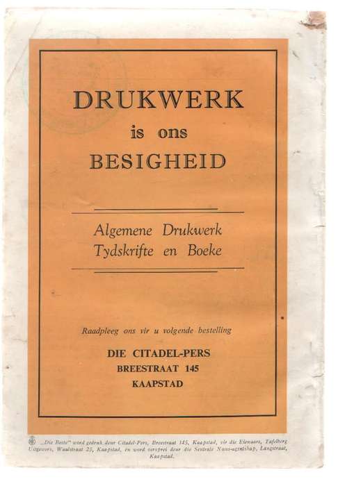 DIE BESTE, GEREGISTREER BY DIE POSKANTOOR AS `N NUUSBLAD - SEPTEMBER 1953