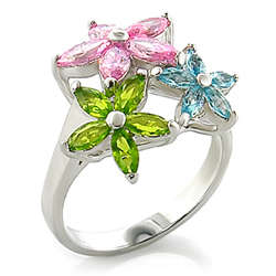 Multicolor CZ Cocktail Ring - Size 8 (Q) - Brighten up your day!