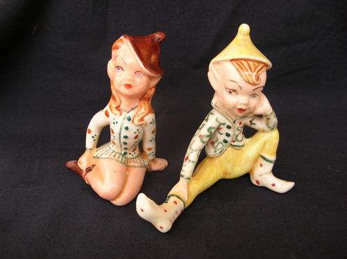 VINTAGE PIXIE / ELF ORNAMENTS SET OF 2, Condition as per pics, and description