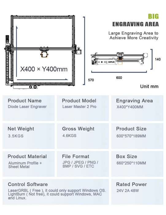 Ortur Laser Master 2 PROS2 Upgrade 20W Desktop Laser Engraver Cutter Laser Engraving Machine