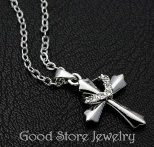BEAUTIFUL SWAROVSKI CROSS NECKLACE IN 18K WHITE GOLD PLATED