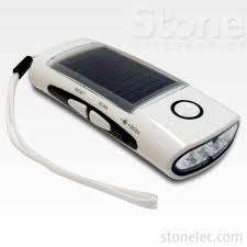 Solar flashlight with radio