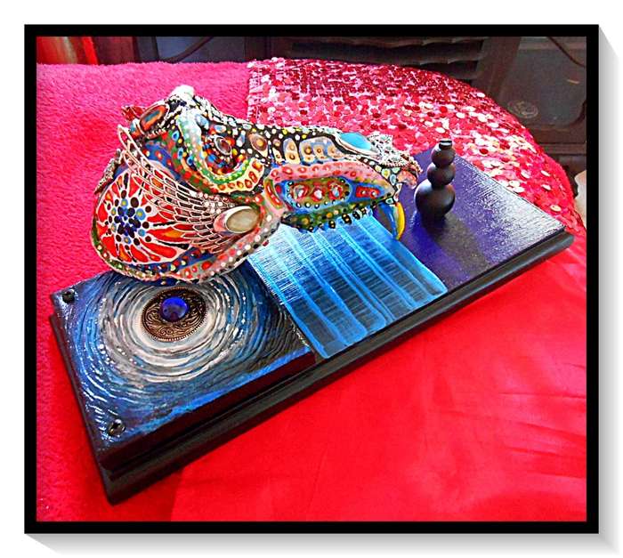 DEADLY DECORUM presents:  Skullectric Blue Harlequinoid (Ornamental Decor Piece) by Ras Steyn [MFA]