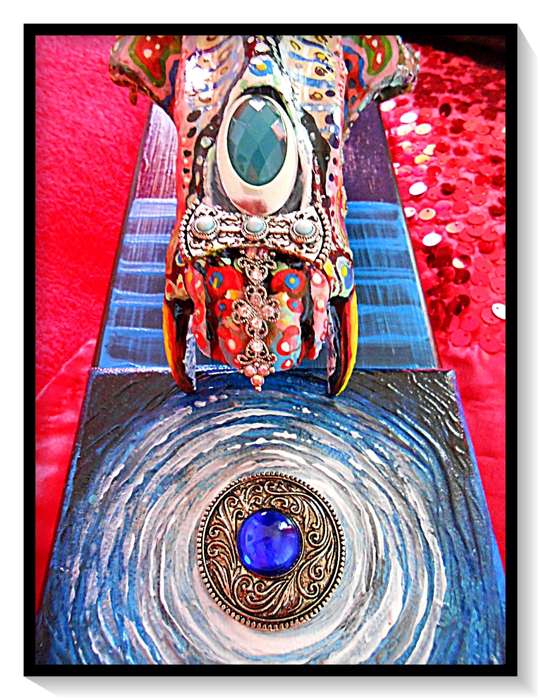 DEADLY DECORUM presents:  Skullectric Blue Harlequinoid (Ornamental Decor Piece) by Ras Steyn [MFA]