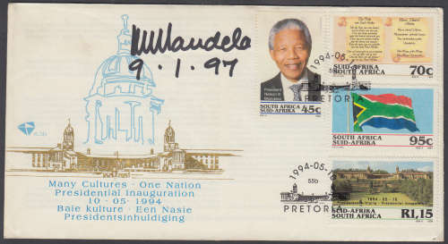 PRESIDENT NELSON MANDELA SIGNED AUTOGRAPH FDC SIGNATURE AUTOGRAPHED MADIBA AUTHENTIC