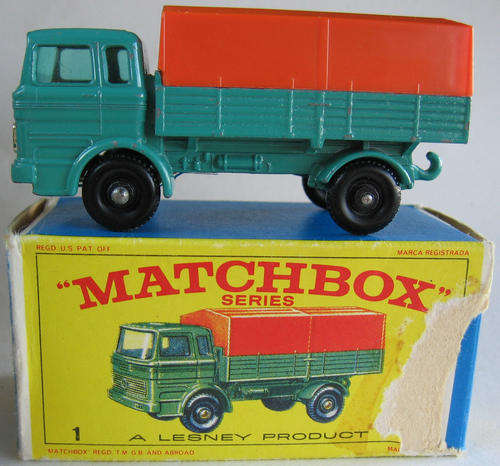 Matchbox Lesney 1-75 Series Regular Wheels #1 Mercedes Truck BOXED 1963 Die Cast Model