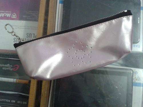 Metallic pink cosmetic/pencil bag