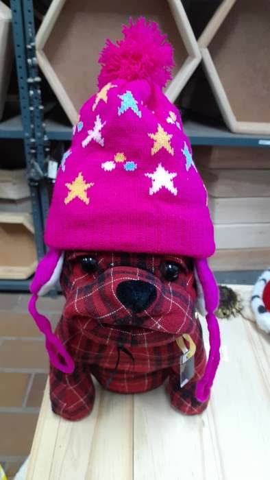 Kids Beanie - Bright Pink with stars detail