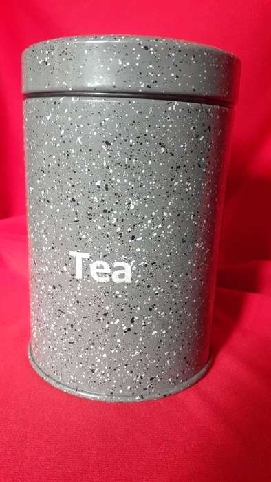 Tea Tin - Grey with Paint Spatter Design
