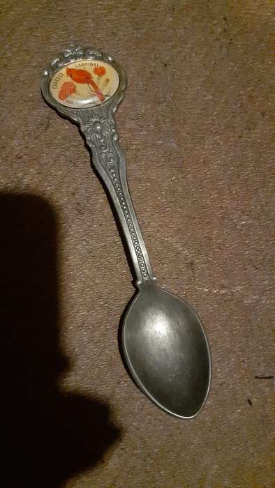 Souvenir Spoon - Ohio Cardinal, Red Carnation
