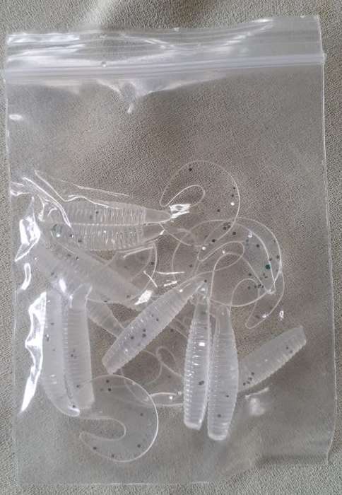Soft Plastic Fishing Lures 10pc Clear Silver Glitter