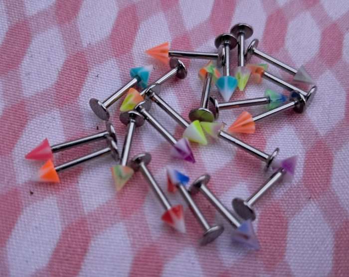 Cone Piercing Stud - Twist Pattern, Assorted Colours