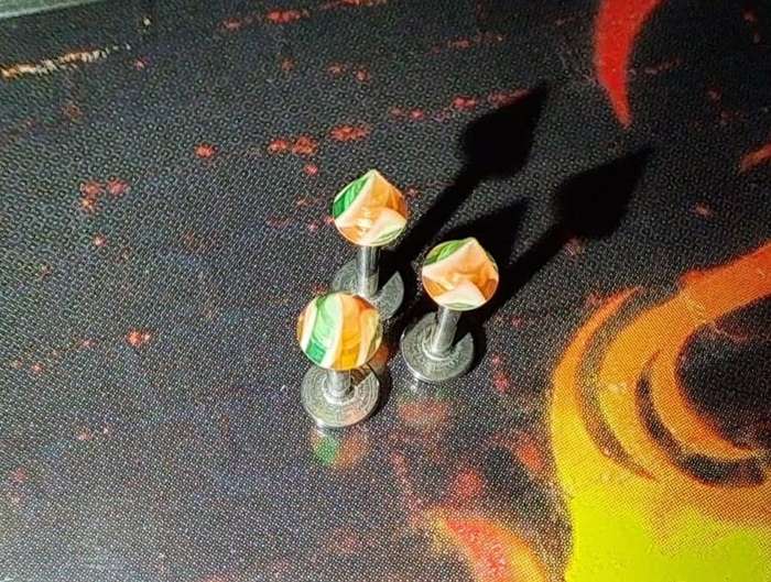 Cone Piercing Stud - Striped, Assorted Colours