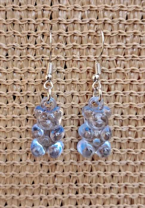 Cute Acrylic Novelty Gummy Bear Earrings - Blue