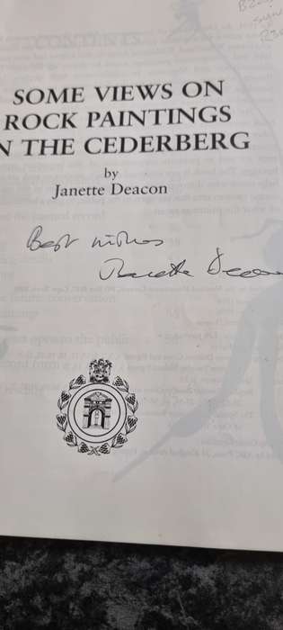 Some views on rock paintings in the Cederberg. Janette Deacon. (signed)