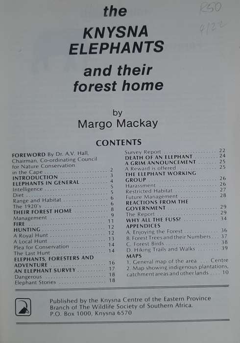 The Knysna Elephants and their Home - Author: Margo Mackay