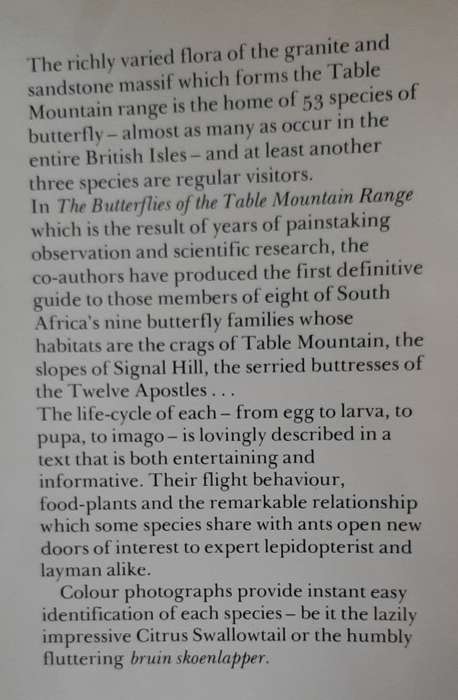Butterflies of the Table Mountain Range - Authr: A.J.M. Claasens and C.G.C. Dickson