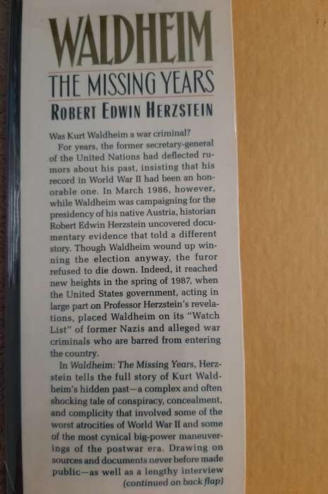 Waldheim: The Missing Years - Author: Robert Edwin Herzsrein