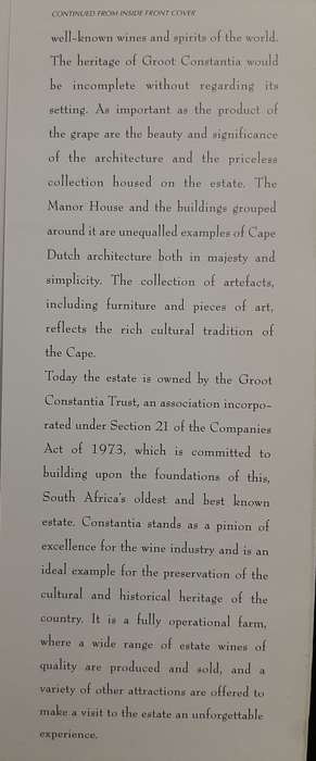 Groot Constantia 1685-1885: Its owners & occupants - Author: Matthijs P S vander Merwe