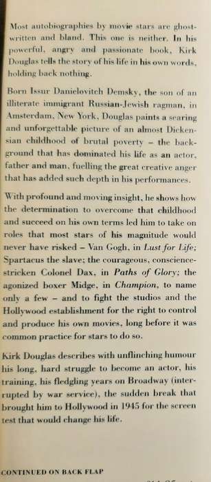 The Ragman`s Son: An Autobiography  - Author: Kirk Douglas