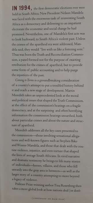 Coming to Terms: South Africa`s search for the truth By Martin Meredith