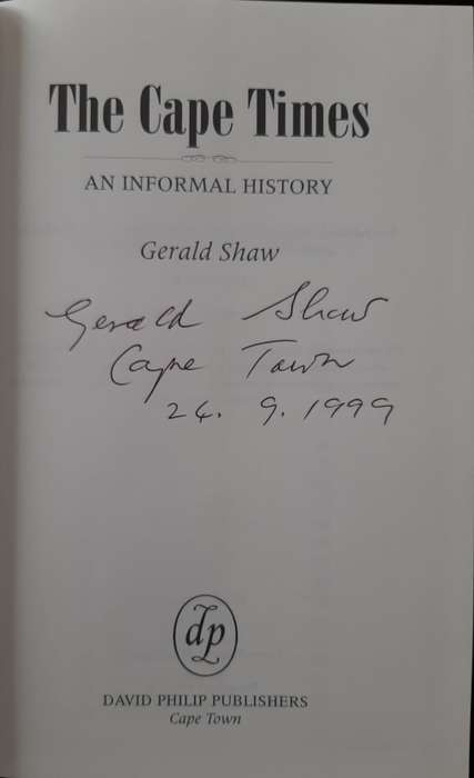 The Cape Times: An Informal History By Gerald Shaw