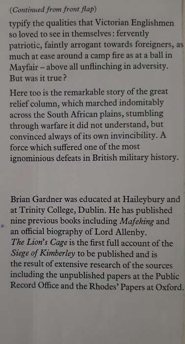 The Lion`s Cage: Cecil Rhodes & the Siege of Kimberley By Brian Gardner