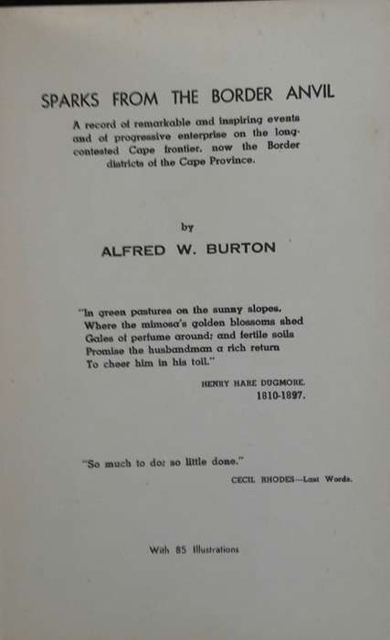 Sparks From The Border Anvil - A W Burton