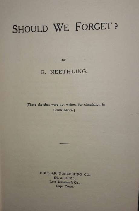 Should We Forget - E Neetling