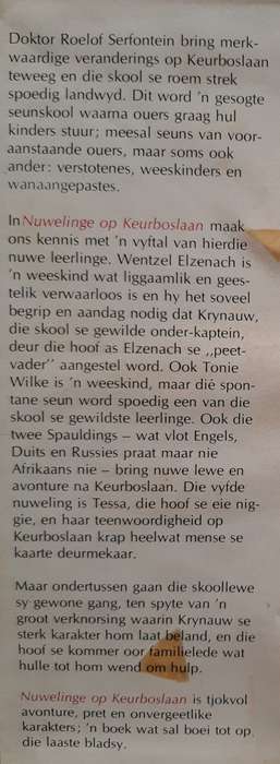 Nuwelinge op Keurboslaan by Theunis Krogh
