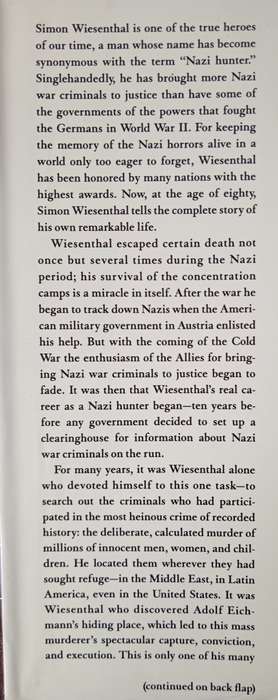 Justice Not Vengeance by Simon Wiesenthal Translated from the German by Ewald Osers
