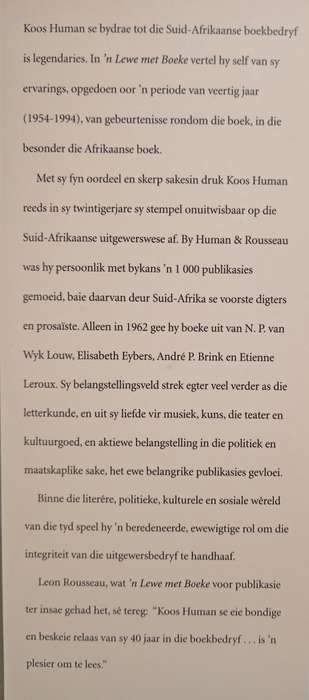 `n Lewe met Boeke by Koos Human