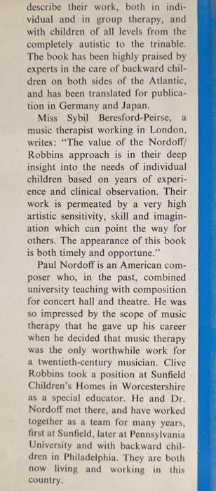 Therapy in Music for Handicapped Children by Paul Nordoff & Clive Robbins
