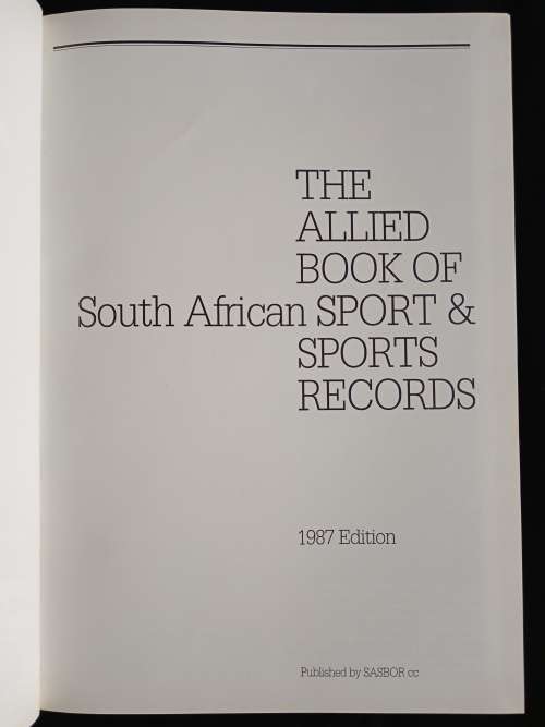 The Allied Book of SA sports & sports records Number 1