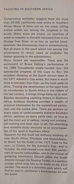 Yachting in Southern Africa by Anthony Hocking