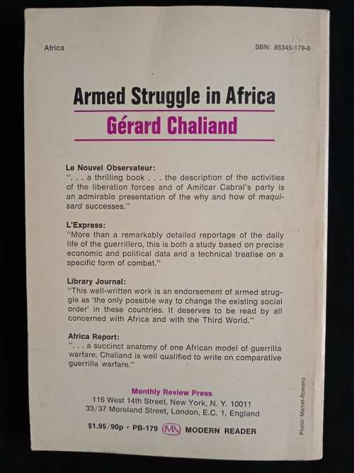 Armed Struggle in Africa: With the Guerrillas in `Portuguese` Guinea by Gérard Chaliand