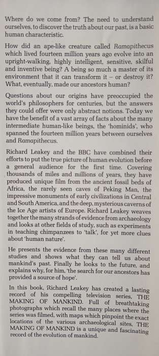 The Making of Mankind by Richard E. Leakey