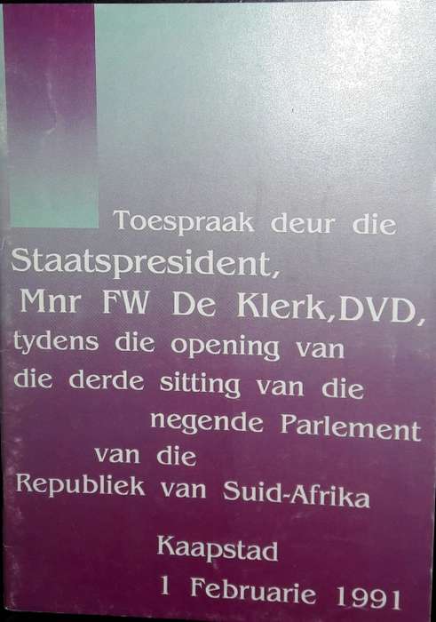 Address by the State President Mr F W De Klerk - The Bureau for Information