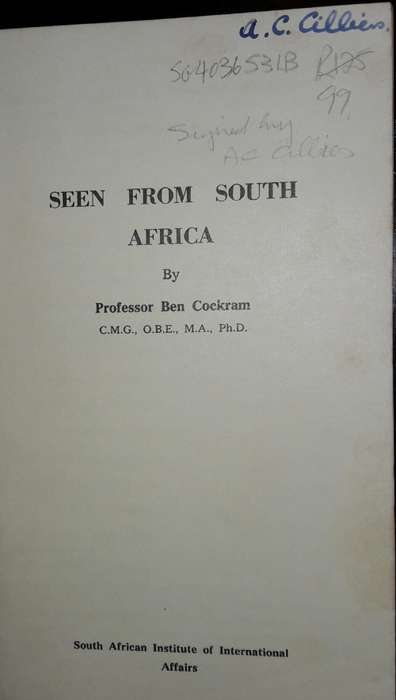 Seen From South Africa - Professor Ben Cockram