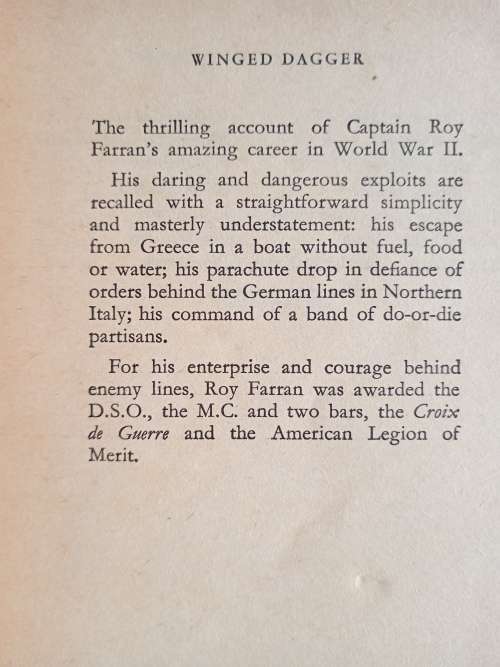 Winged Dagger by Roy Farran