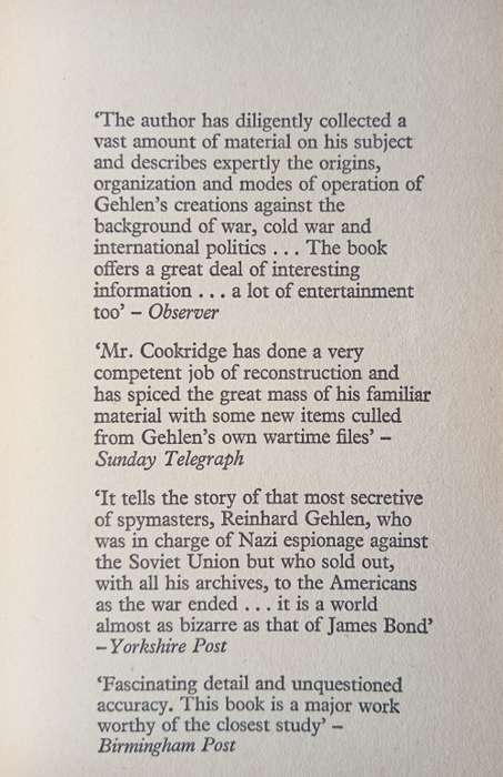 Gehlen Spy of the Century by E. H. Cookridge