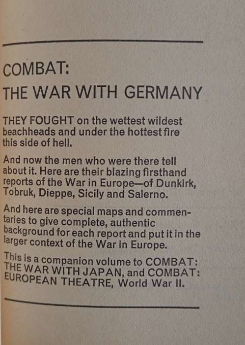 Combat The War with Germany - Edited by Don Congdon
