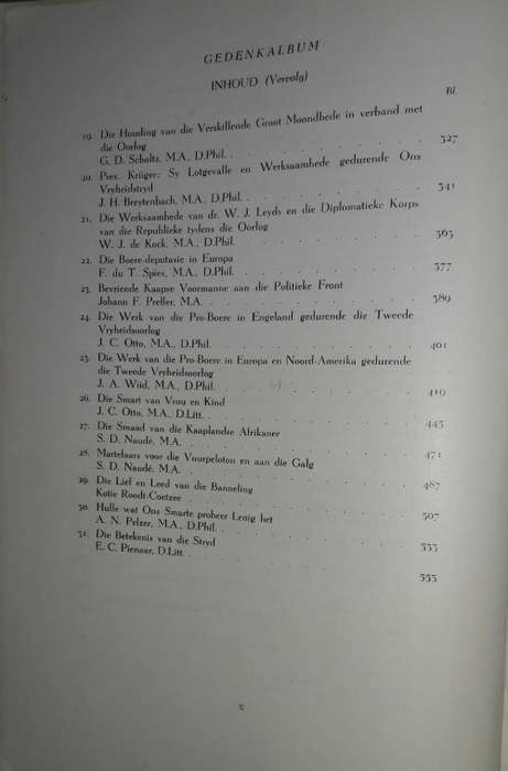 Gedenkalbum Van Die Tweede Vryheidsoorlog - J H Breytenbach M A.AD.PHIL.